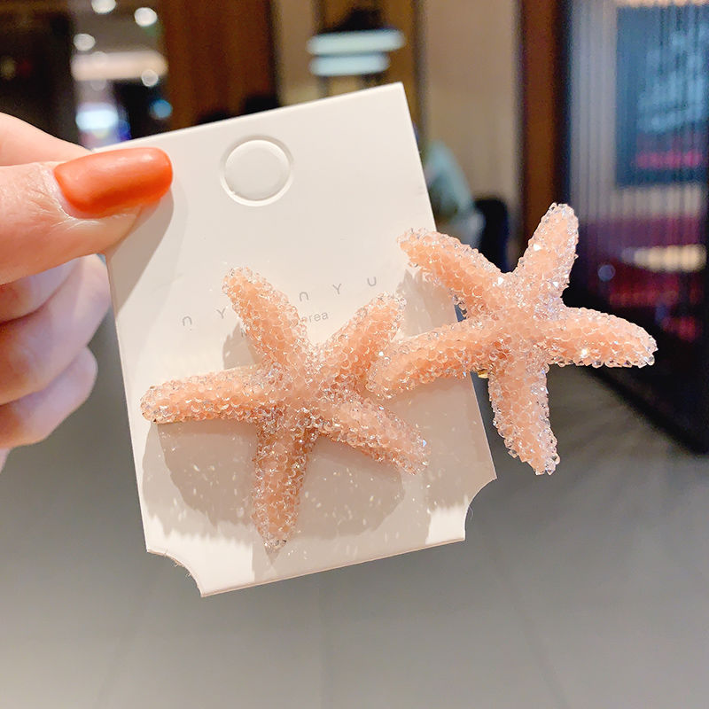 Sweet Romantic Barrette Crystal Starfish Hairclip Department Rhinestone Bangs Clip Hairpin Side Hair Accessorie 7 colors