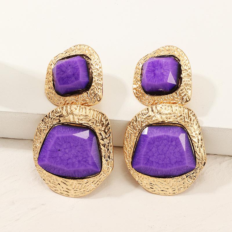 SRCOI Gold Color Metal Purple Color Imitation Stone Drop Earring 2020 Fashion Alloy Irregular Drop Earring Women Party Jewelry
SRCOI Gold Color Metal Purple Color Imitation Stone Drop Earring 2020 Fashion Alloy Irregular Drop Earring Women Party Jewelry
