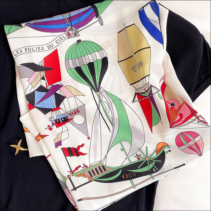 Silk Neck Scarf Foulard Satin Scarf Female Silk Head Scarves For Ladies Hand Rolled Scarf 90 Foulard Luxe Curling Les Folies du Ciel, Blue;gray
Silk Neck Scarf Foulard Satin Scarf Female Silk Head Scarves For Ladies Hand Rolled Scarf 90 Foulard Luxe Curling Les Folies du Ciel, Blue;gray