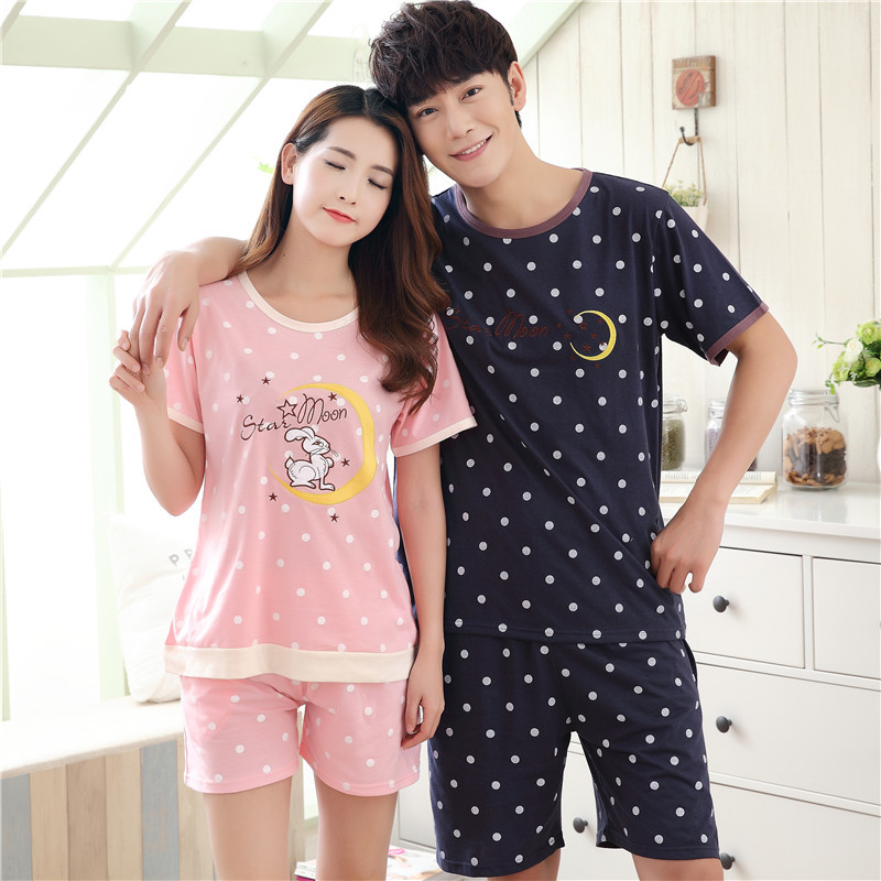 2017 New Summer Cotton Couples Pajamas Sets Cartoon Totoro Men's Pajamas Sweet Girls Lounge Women Pyjama femme 3XL Home Clothing 210203