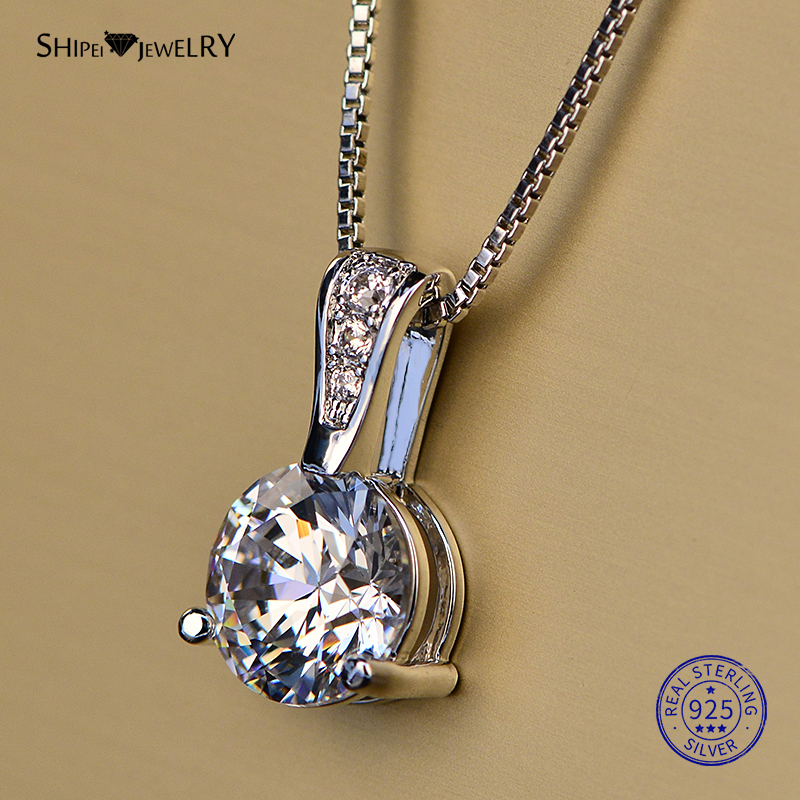 Shipei 925 Sterling Silver Necklace for Women Fine Jewelry Heart and Arrows Created Moissanite Pendant Necklace Birthday Gift LJ201009