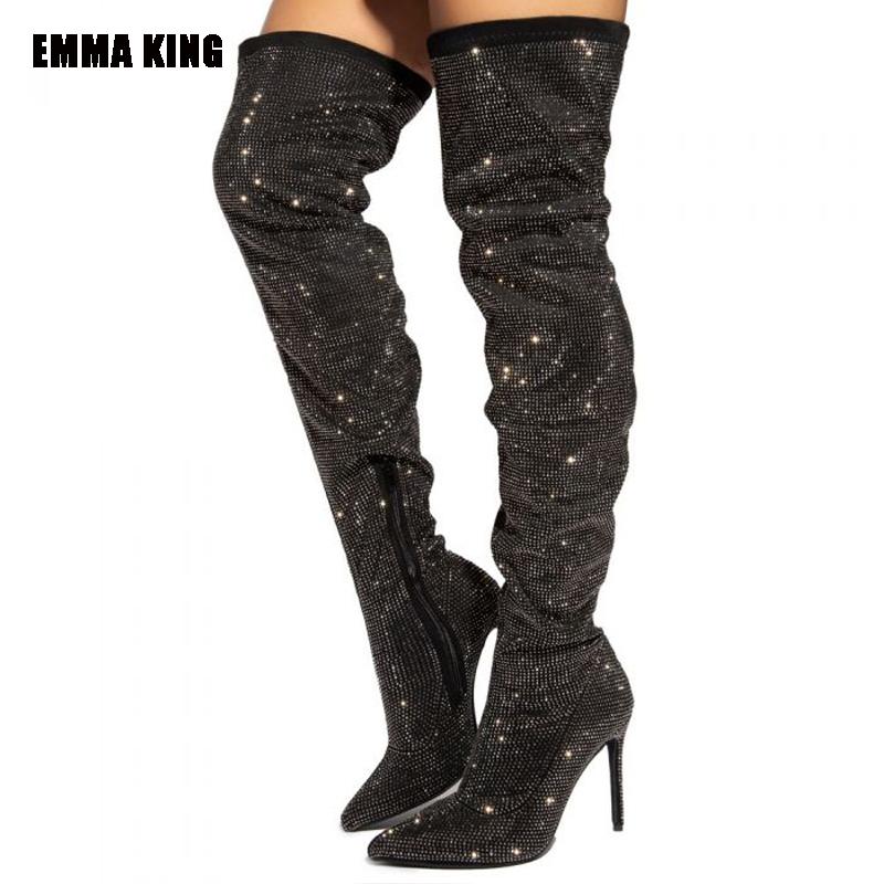 Women Sparkly Blingbling Catwalk Boots Crystal Diamond Stiletto Chap Boots Thin High Heels Over The Knee 2021 Spring, As pic
Women Sparkly Blingbling Catwalk Boots Crystal Diamond Stiletto Chap Boots Thin High Heels Over The Knee 2021 Spring, As pic