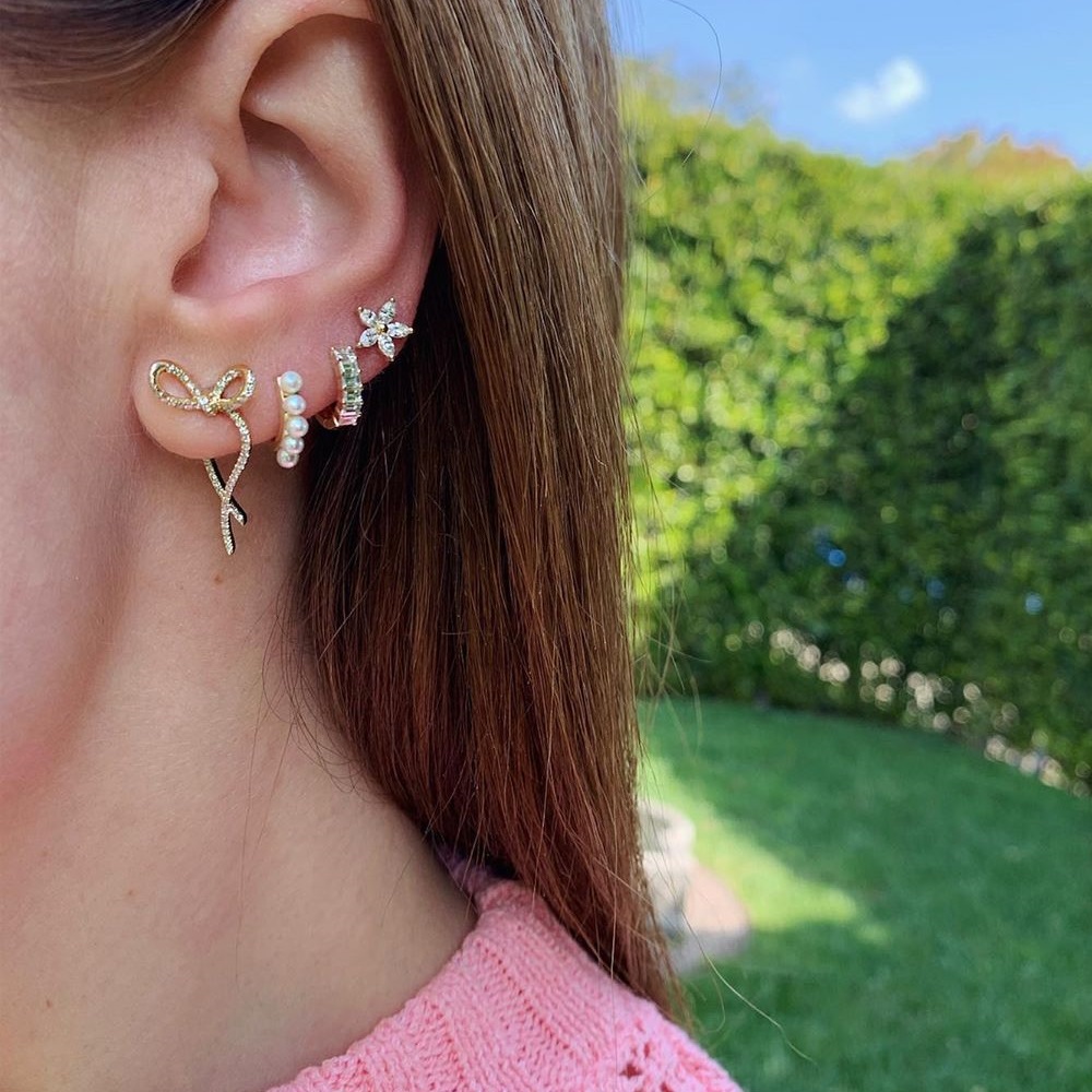 single stone stud earring 925 sterling silver birthstone color minimal classic dainty cute girl's multi piercing studs