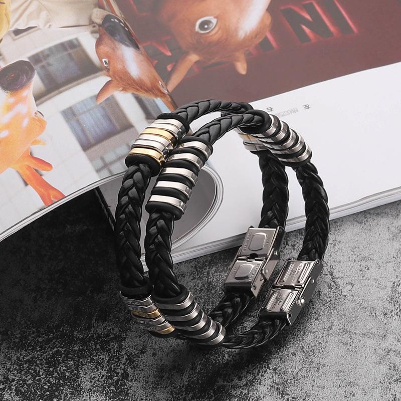 Jewelry Bracelet Hip Hop Stainless Steel Leather Bracelet Good Luck Jewelry Factory bracelets for women