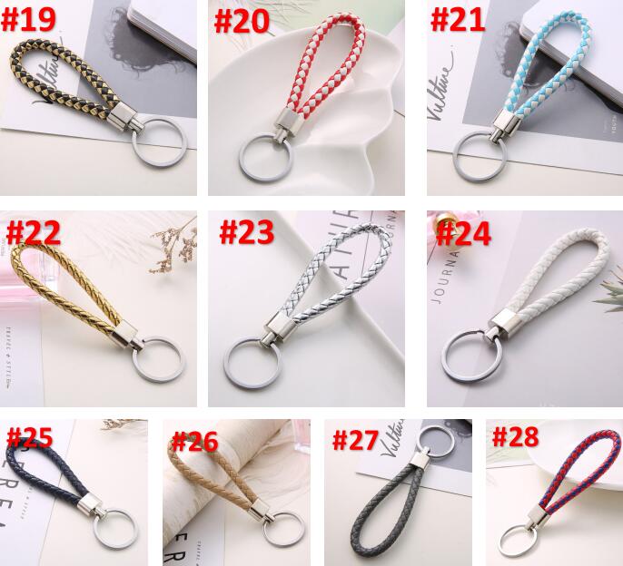 Fashion PU Leather Braided Woven Rope Key Rings Fit DIY bag Pendant Key Chains Car Keyrings Men Women Keychains Nice Promotion Gift Wholesale