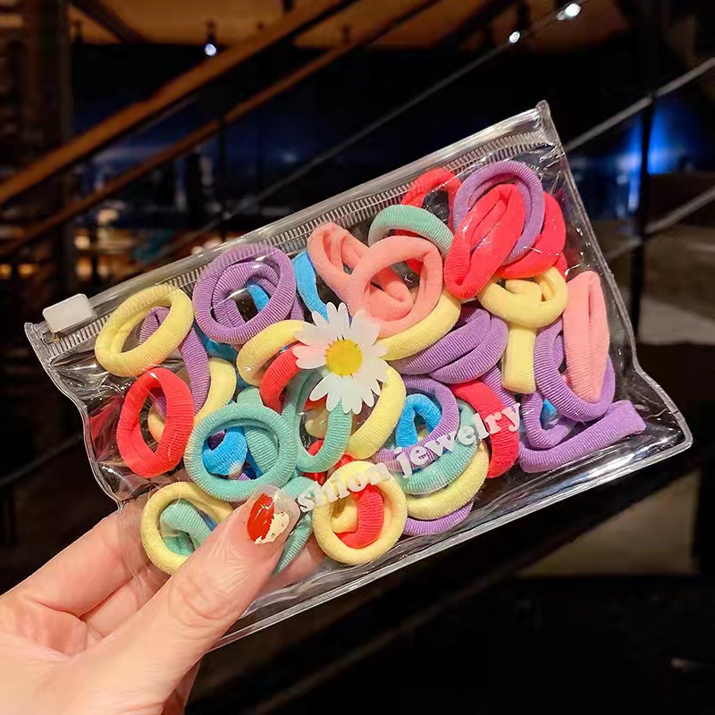 50pcs high elasticity does not hurt the durable seamless hair rope simple hair ring