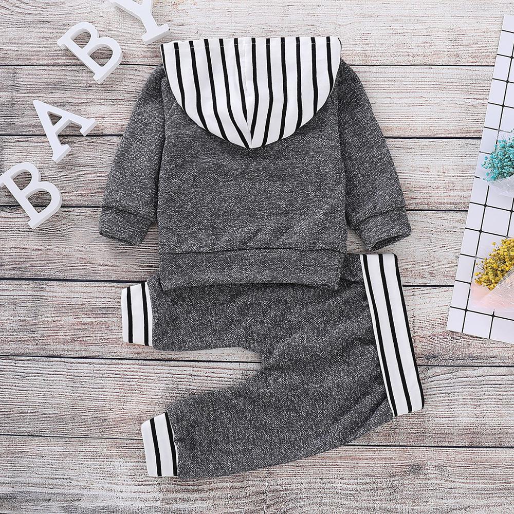 PatPat Autumn and Winter New Newborn Cotton Casual Stripe Design Long-sleeved Hoodie and Pants Suit Baby Boy Crawling Suit Y1105