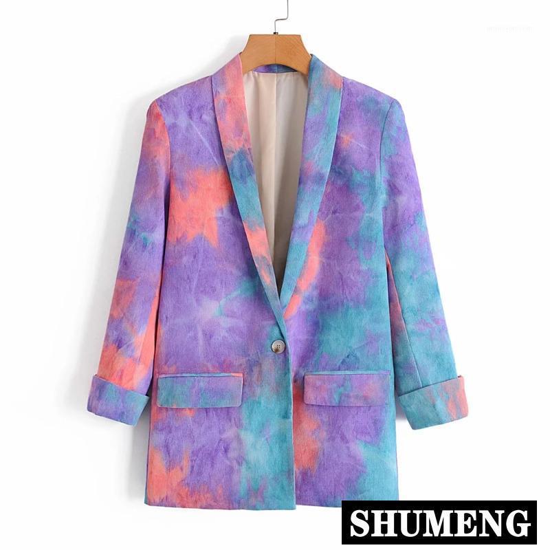 2021 Autumn New Long Sleeve Purple Tie-dye Single Button Blazer Women Vintage Loose Casual Suit Coat Colored Jacket1
2021 Autumn New Long Sleeve Purple Tie-dye Single Button Blazer Women Vintage Loose Casual Suit Coat Colored Jacket1
