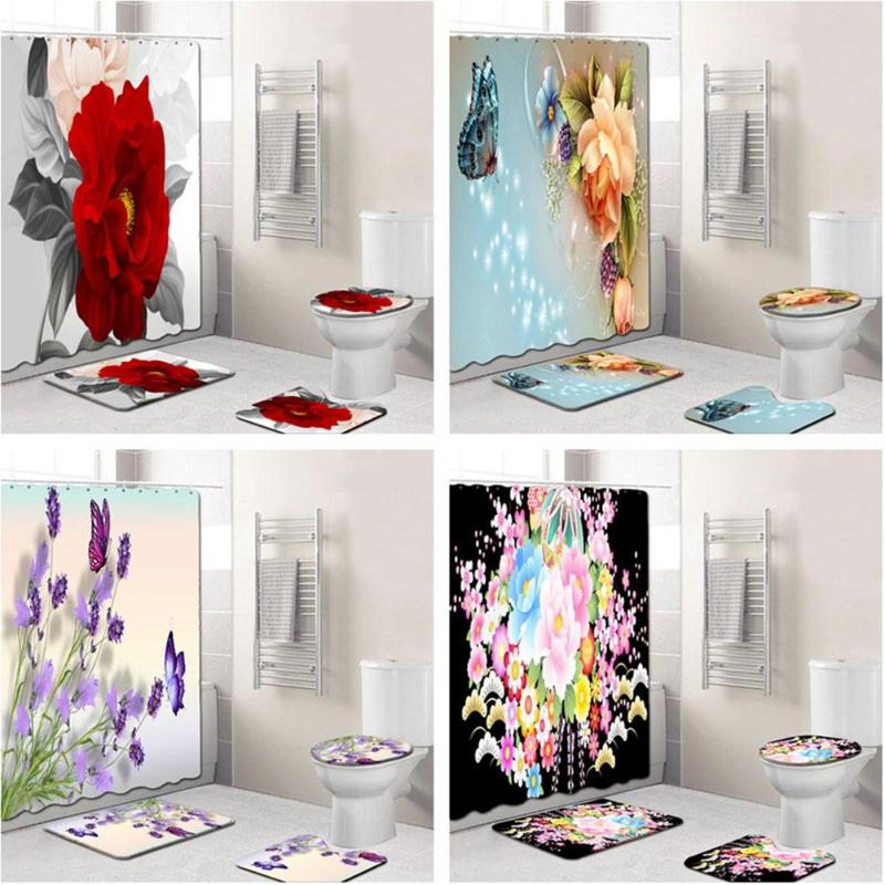 4Pcs/Set Elegant Flowers Pattern Shower Curtain Mat Set Non Slip Rugs Carpet for Bathroom Toilet Bath
4Pcs/Set Elegant Flowers Pattern Shower Curtain Mat Set Non Slip Rugs Carpet for Bathroom Toilet Bath