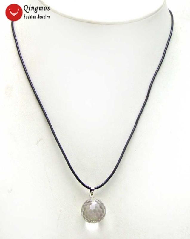 Qingmos Natural 18mm Round Transparent Crystal Ball Pendant Necklace for Women Genuine Black Leather Cord Jewelry Chokers 17''1
Qingmos Natural 18mm Round Transparent Crystal Ball Pendant Necklace for Women Genuine Black Leather Cord Jewelry Chokers 17''1