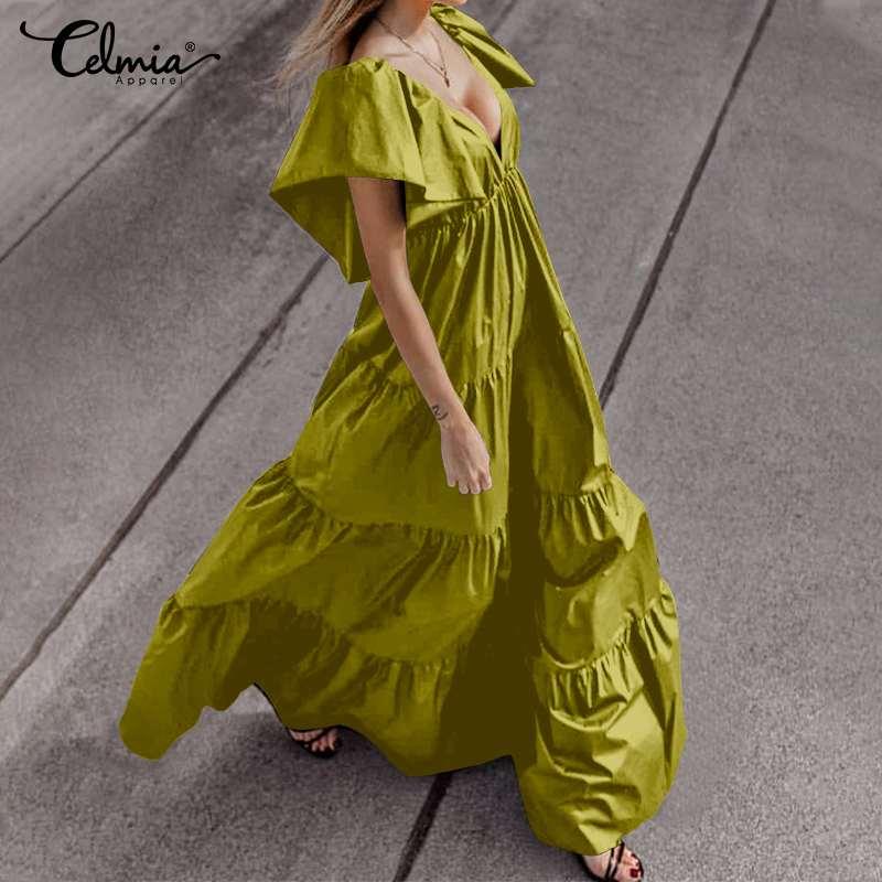 Women' Ruffles Maxi Dress Celmia 2020 Summer Sexy Deep V neck Casual Long Sundress Loose Short Sleeve Party Beach Vestidos 5XL, Black
Women' Ruffles Maxi Dress Celmia 2020 Summer Sexy Deep V neck Casual Long Sundress Loose Short Sleeve Party Beach Vestidos 5XL, Black