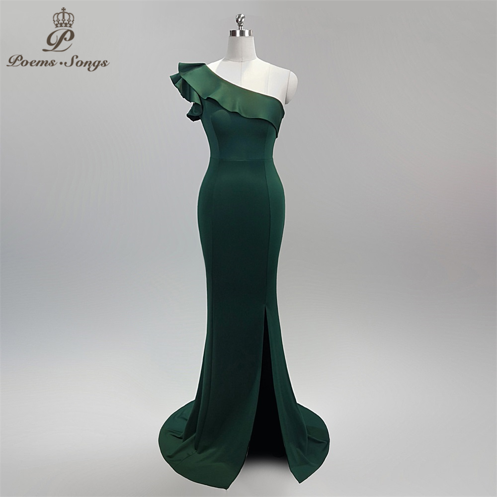 One shoulder style Sexy Backless Evening Prom Slit Side Open Mermaid Party dress vestido de festa Vintage robe longue 201114