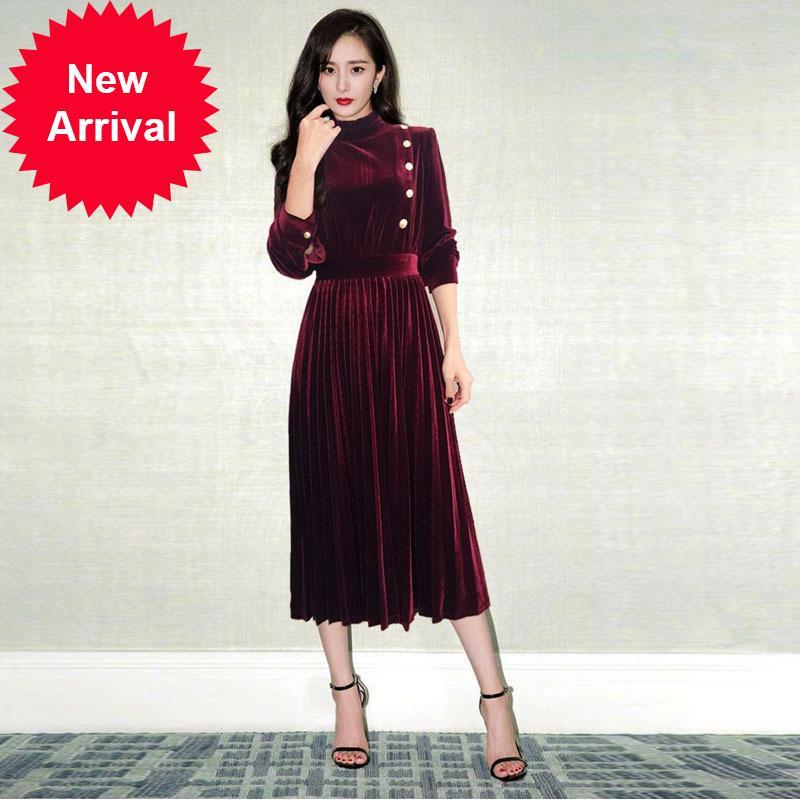 2021 New Vintage Female Winter Goatee Single Row Gold Buckle of Long Sleeves Plied Midi Velvet Dress Track Clothing Luxury Ylg1, Green
2021 New Vintage Female Winter Goatee Single Row Gold Buckle of Long Sleeves Plied Midi Velvet Dress Track Clothing Luxury Ylg1, Green