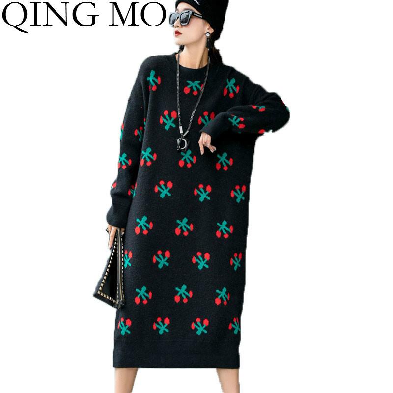 QING MO Black Women Fruit Printed Sweater 2020 Women Knitted Pullovers Sweater Dress Female Casual Dress ZQY5785
QING MO Black Women Fruit Printed Sweater 2020 Women Knitted Pullovers Sweater Dress Female Casual Dress ZQY5785