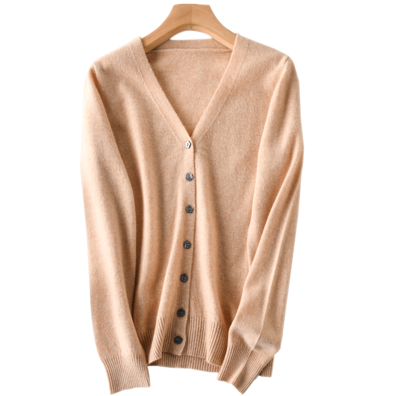 100% Wool Knitted Cardigans for Woman Jackets New Fashion V-neck Long Sleeve Sweaters Ladies Soft Woolen Cardigan M~XXL 201030