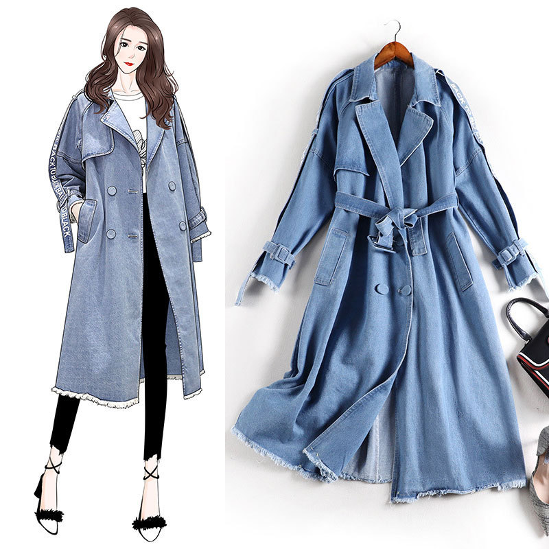 Temperament Size Denim Windbreaker Early Autumn 2021 New Style Trench Coat Length Female Femme 8836 42ne, Denim blue.
Temperament Size Denim Windbreaker Early Autumn 2021 New Style Trench Coat Length Female Femme 8836 42ne, Denim blue.