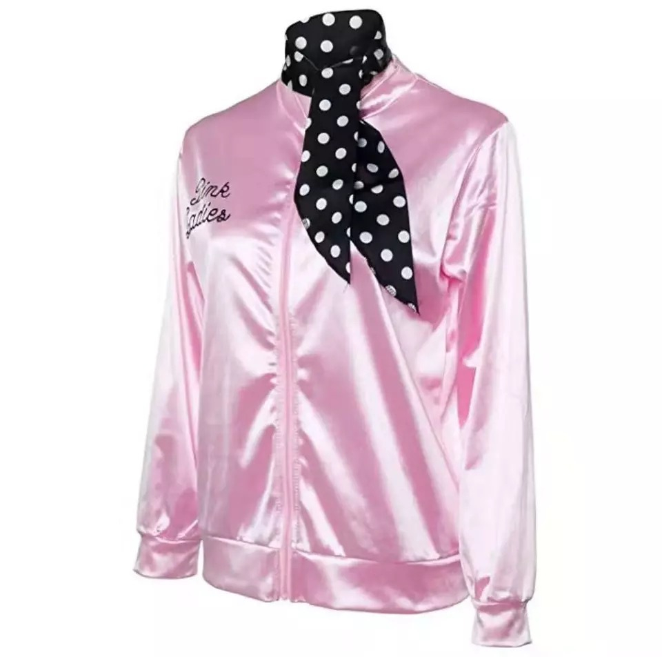 Pink Lady Retro Vintage Women Girl 50s Jacket Women Fancy Grease Costume Cheerleader Baseball Jacket Hallowmas Christmassilk T200111