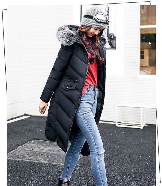 2019 nouvelle mode hiver vestes et manteau doudoune capuche coton fourrure col long manteau femmes vtements d'extrieur chaud LJ201127