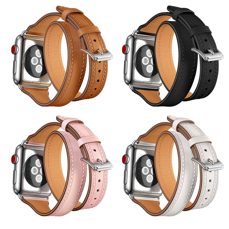 Silver Buckle Watchband For Apple Watch Double Leather Strap 38mm/40mm 42mm/44mm Wrist Band For iWatch 1/2/3/4/5/6
Silver Buckle Watchband For Apple Watch Double Leather Strap 38mm/40mm 42mm/44mm Wrist Band For iWatch 1/2/3/4/5/6