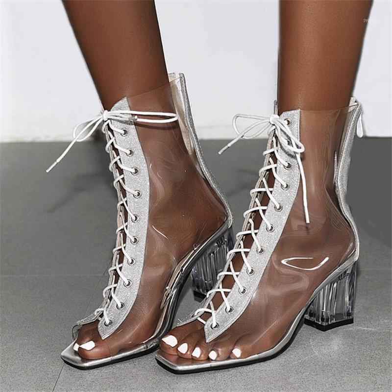 Women PVC Transparent Ankle Boots Open Toe Clear Heels Ladies Sandals Block High Heels 2020 Spring Summer Shoes Size 42 43 44 451, Black
Women PVC Transparent Ankle Boots Open Toe Clear Heels Ladies Sandals Block High Heels 2020 Spring Summer Shoes Size 42 43 44 451, Black