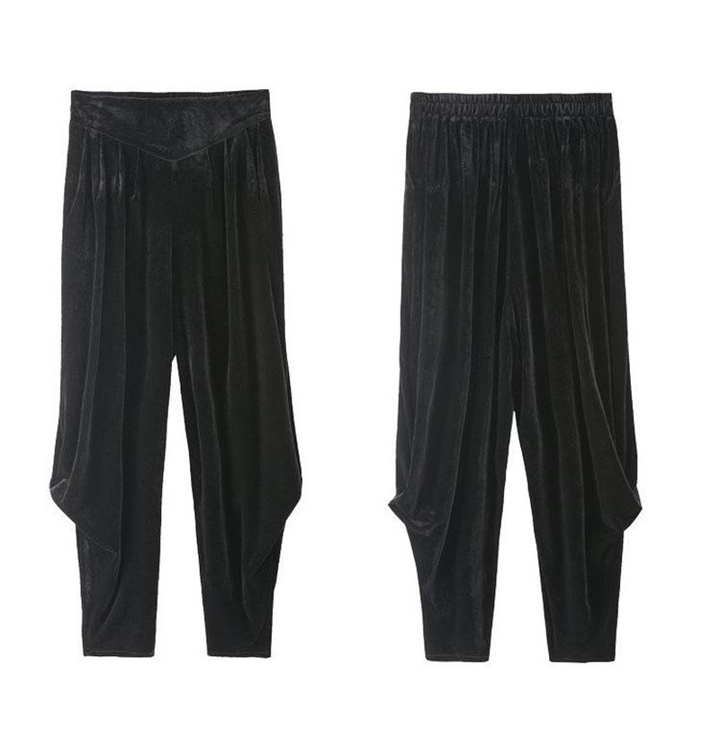 Mom Loose Harem Pants Casual Plus Size Velvet Trousers Middle Aged Women Fashion High Waist Wide Leg Pants Spring New Sweatpants 201228