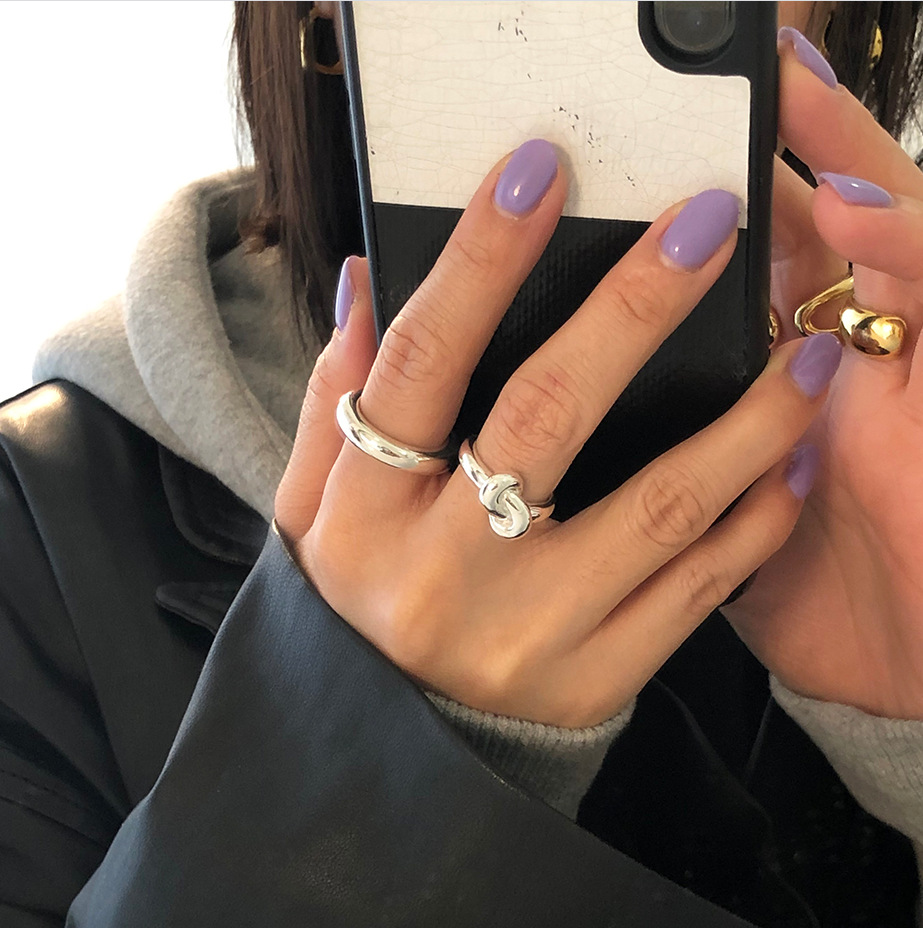 New minimalism 925 sterling silver handmade vintage jewelry American European designer knot adjustable rings in gold and rhodium colors
