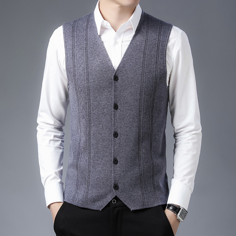 QUANBO Autumn Winter Mens Top Quality Sheep Wool VNeck Sweater Vest Fashion Casual Thin Solid Color Sleeveless Vest 201125