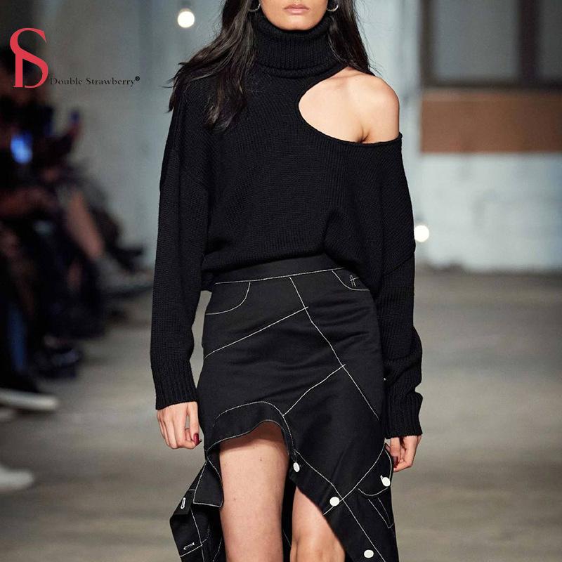 Double Strawberry Autumn New Fashion Women Temperament High Collar Irregular Off-shoulder Long-sleeved Loose Sweater Tops, Black
Double Strawberry Autumn New Fashion Women Temperament High Collar Irregular Off-shoulder Long-sleeved Loose Sweater Tops, Black