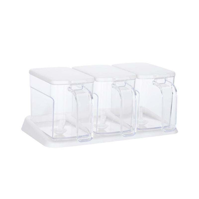 3 In 1 Storage Container Modern Clear Seasoning Box Cooking Condiment Jar With Spoons Sugar Salt Home Kitchen Cruet
3 In 1 Storage Container Modern Clear Seasoning Box Cooking Condiment Jar With Spoons Sugar Salt Home Kitchen Cruet