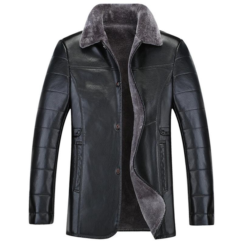 Winter men size PU lapel leather men's middle-aged plus velvet jacket Fleece thick coat middle age 6XL, Brown
Winter men size PU lapel leather men's middle-aged plus velvet jacket Fleece thick coat middle age 6XL, Brown