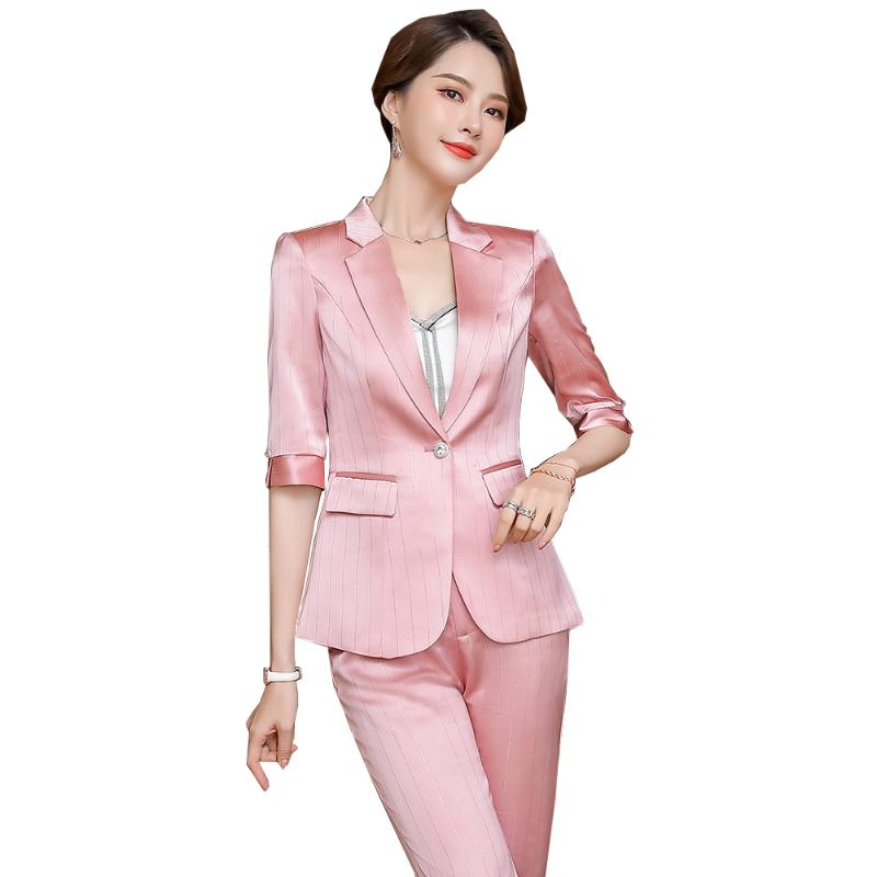 Women Summer Spring Pant Suit Ladies Pink Blue Champagne Stripe Formal Work 2 Pieces Set, Champagne suit
Women Summer Spring Pant Suit Ladies Pink Blue Champagne Stripe Formal Work 2 Pieces Set, Champagne suit