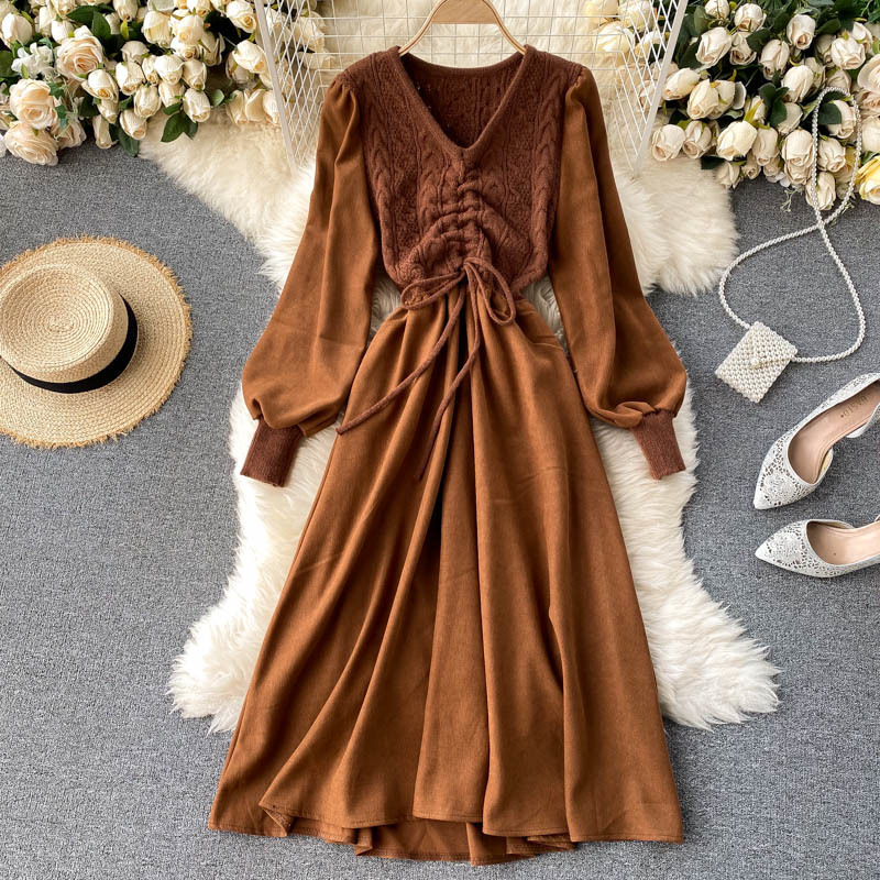 2021 New solid women up neck puff the line dressed autumn elastic crocheted dress slices F6WD, Gray.
2021 New solid women up neck puff the line dressed autumn elastic crocheted dress slices F6WD, Gray.
