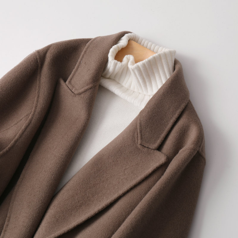 Mozuleva Double Sided Cashmere Coat Female Winter Korean Version Loose Long Wool Coat Coffee Color Strend 201112