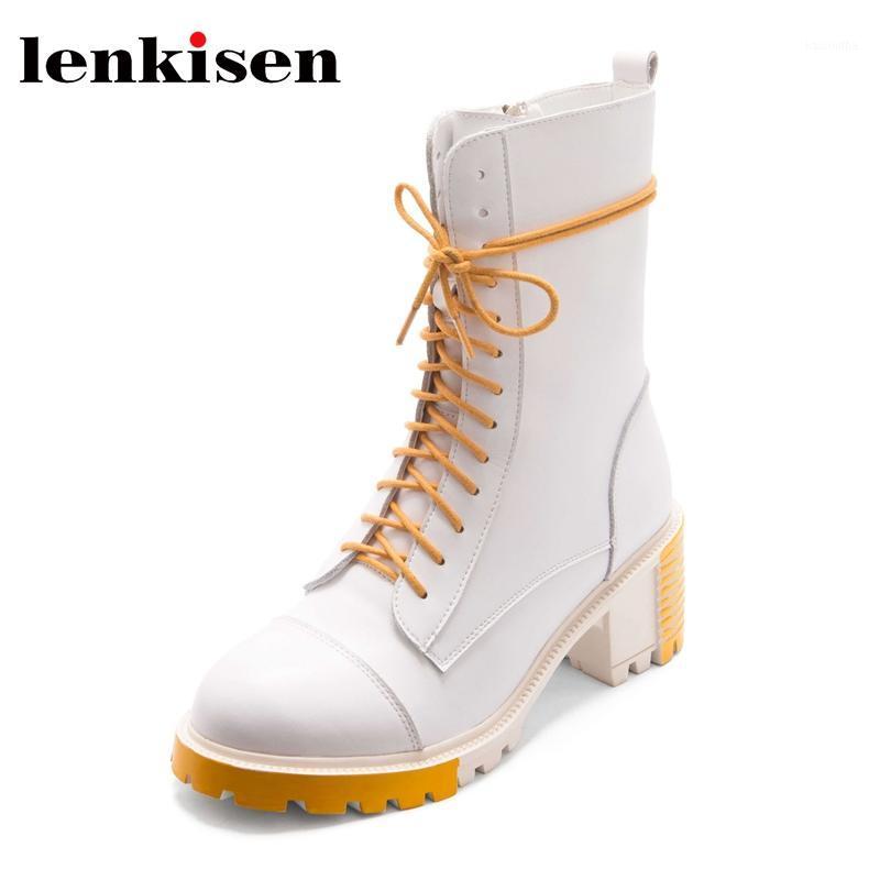Lenkisen winter season new arrival three colors split leather round toe high heel riding boots cross-tied modern ankle boots L251, Black
Lenkisen winter season new arrival three colors split leather round toe high heel riding boots cross-tied modern ankle boots L251, Black