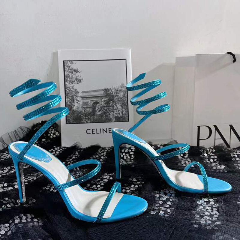 Top quality thin high heels women's sandals luxury crystal ankle strap winding 10mm designer blue dress shoes Fashionable and comfortab, Black
Top quality thin high heels women's sandals luxury crystal ankle strap winding 10mm designer blue dress shoes Fashionable and comfortab, Black