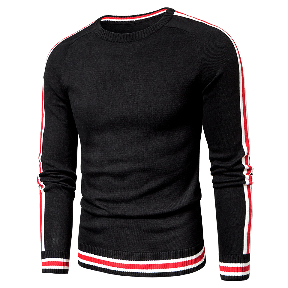 Luulla Men Spring Casual Knitted 100% Cotton Striped Sweaters Pullover Men Autumn New Fashion Classic O-Neck Sweaters Men 201022