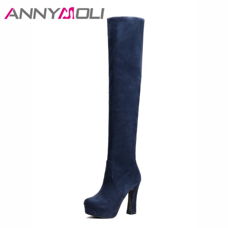 ANNYMOLI Winter Women Thigh High Boots Platform High Heels Boots Slim Stretch Over the Knee Sexy Autumn Shoes Black Blue
ANNYMOLI Winter Women Thigh High Boots Platform High Heels Boots Slim Stretch Over the Knee Sexy Autumn Shoes Black Blue
