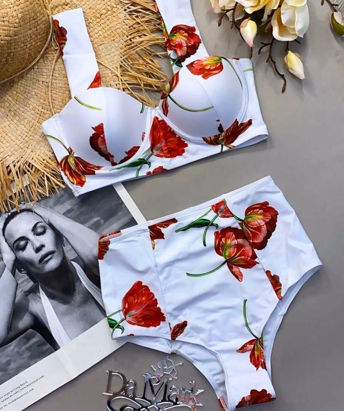 Women's Swimsuit 2020 Sexy Two Pieces Bikini Set High Waist Bikibni Push Up Slim Split Bathing Suit Printed Floral Biquini, White
Women's Swimsuit 2020 Sexy Two Pieces Bikini Set High Waist Bikibni Push Up Slim Split Bathing Suit Printed Floral Biquini, White
