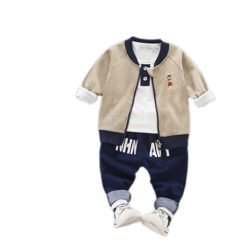 Baby Boys Girls Clothing Set Fall Infant Clothes Long Sleeve Kids T-Shirt+Coat+Pants 3pcs Toddler Childern Clothes A0078 201031