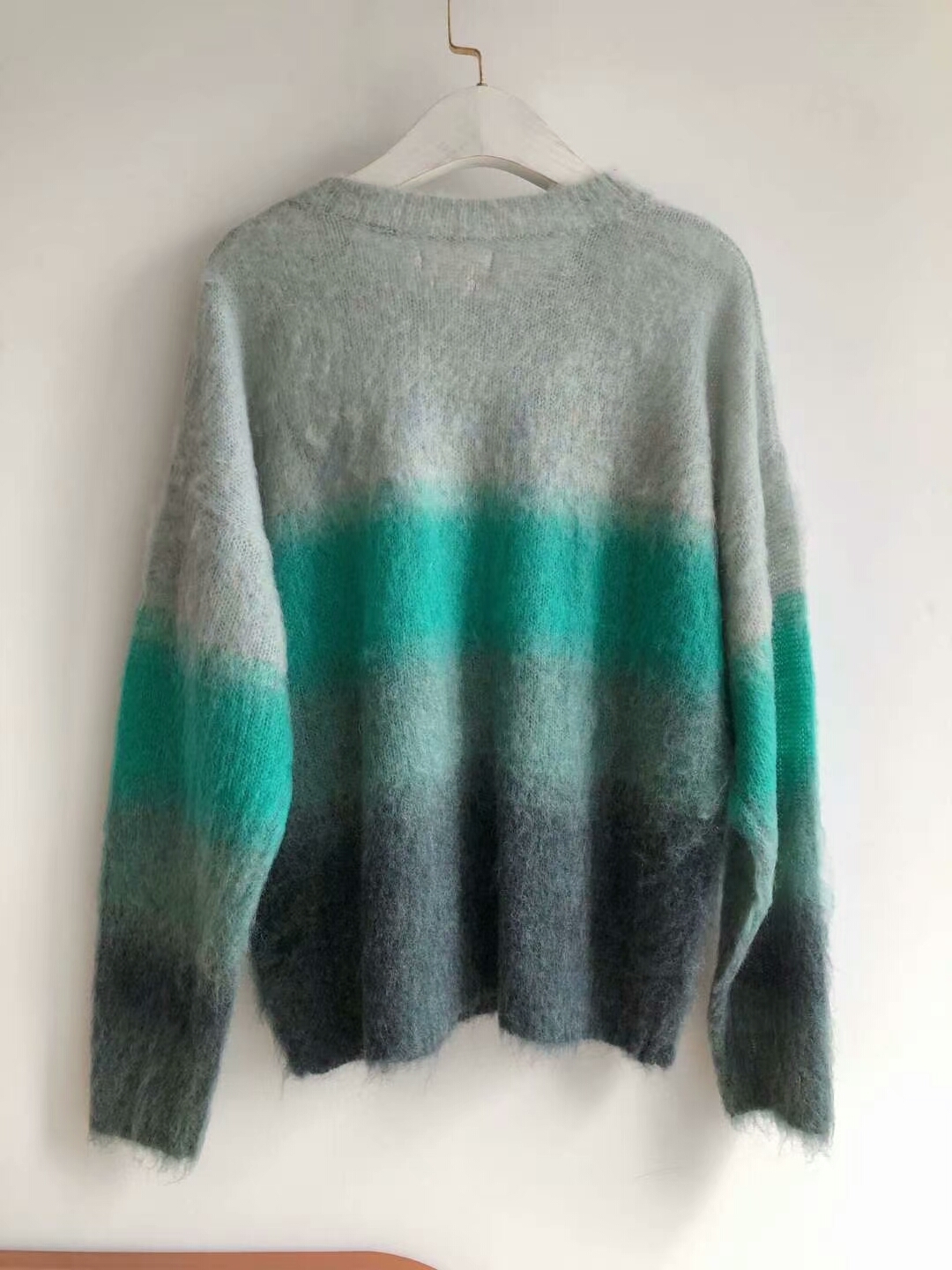 Gentle Colors Women Sweater Gradient Rainbow Color Mohair Pullover Sweater 201221