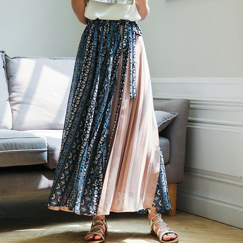 2020 Vintage Patchwork Pleated Skirt Autumn Women High Waist Lace-up A-line Skirt Boho Printed Chiffon Female Beach Skirts, As picture
2020 Vintage Patchwork Pleated Skirt Autumn Women High Waist Lace-up A-line Skirt Boho Printed Chiffon Female Beach Skirts, As picture