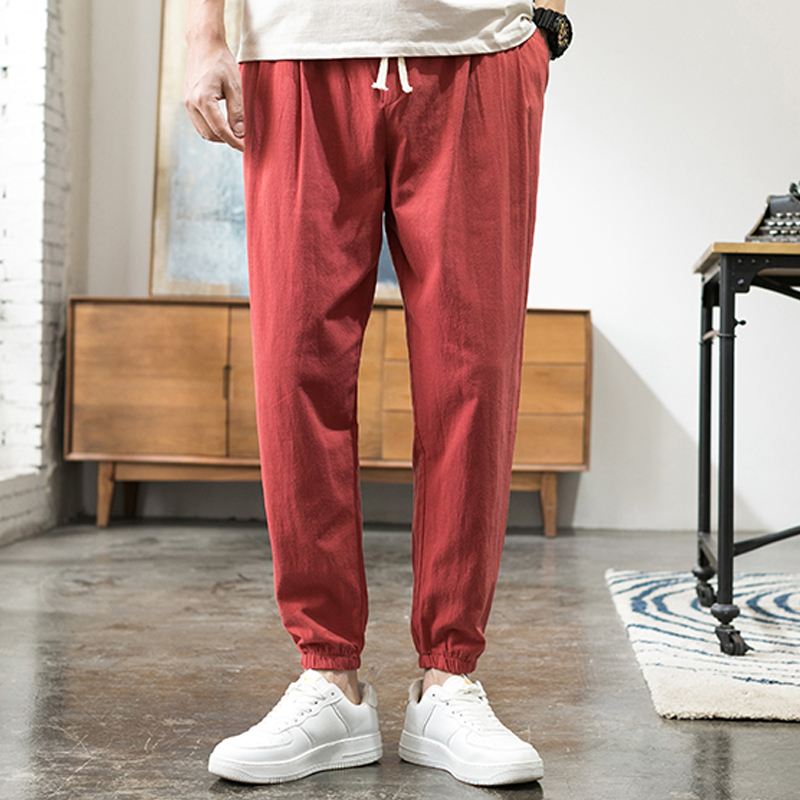 Summer Men Harem Pants Lightweight Cotton Ankle-Length Loose Mens Joggers Pants Casual Men Trousers 4XL 5XL 201128