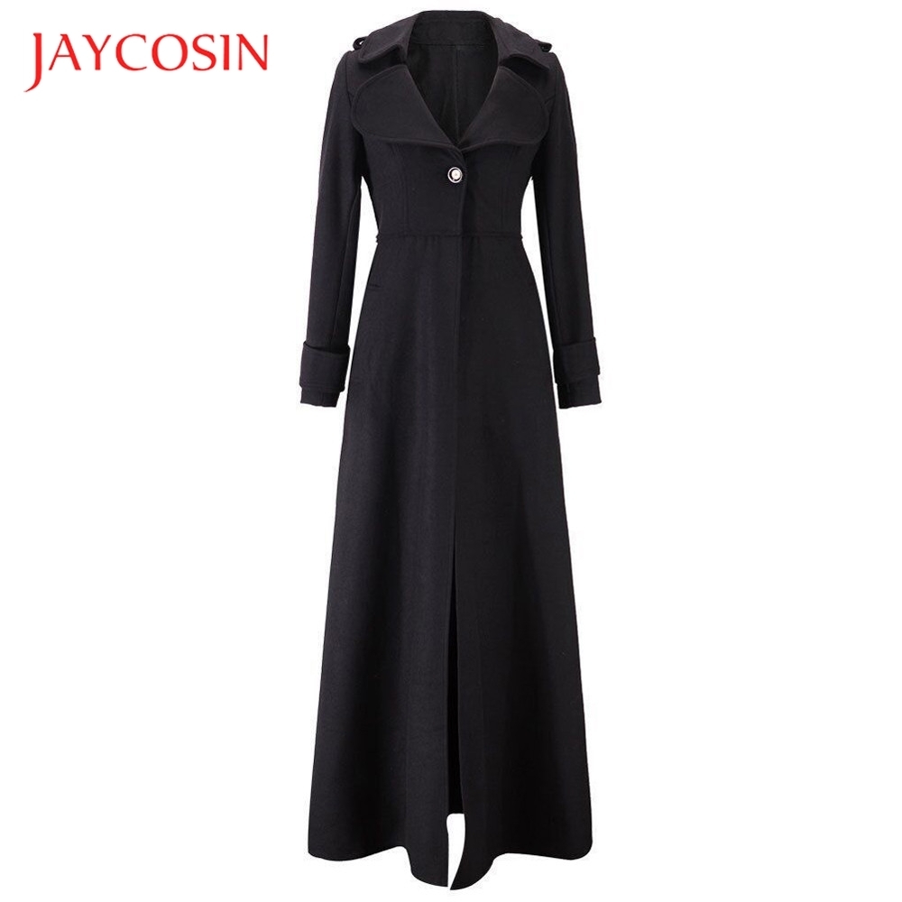 JAYCOSIN Winter Lapel dress, Windbreaker jacket, Long skirt, overcoat, Polyester Button Decorative Jacket To Keep Warm 201027