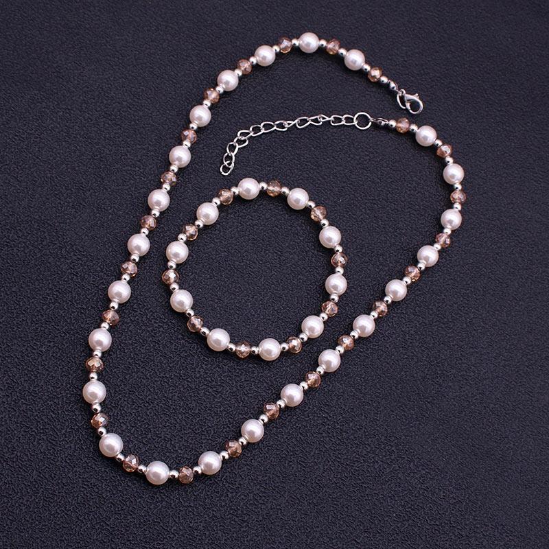 Chokers Fashion Beaded Necklace Elastic Bracelet Set Simple Handmade Crystal Imitation Pearl Women's Charm Jewelry Gift
Chokers Fashion Beaded Necklace Elastic Bracelet Set Simple Handmade Crystal Imitation Pearl Women's Charm Jewelry Gift