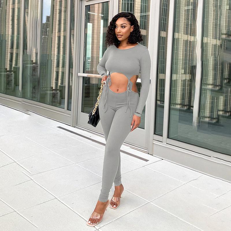 Hollow Out Lacing Solid color Jumpsuits Design Suits For Womens Sexy Tops T-shirt Leggingss 2 Two Piece Sets Streetwear, Khaki
Hollow Out Lacing Solid color Jumpsuits Design Suits For Womens Sexy Tops T-shirt Leggingss 2 Two Piece Sets Streetwear, Khaki