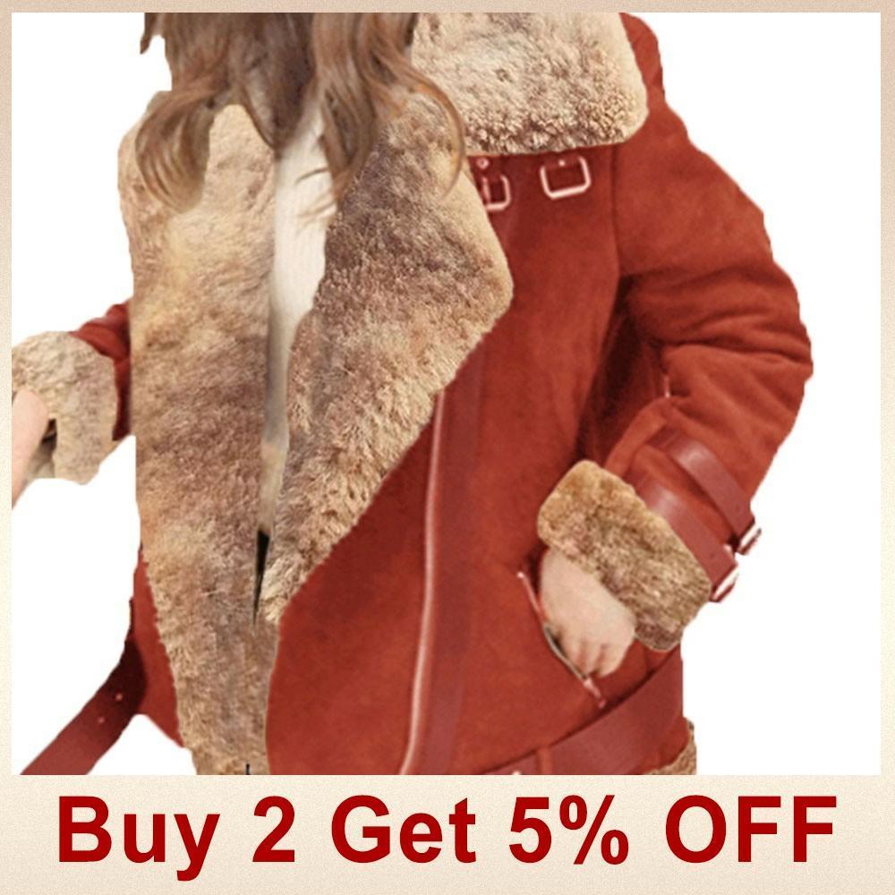 Jocoo Jolee Faux Shearling Sheepskin Coats Women Thick Suede Jackets Autumn Winter Lambs Wool Short Motorcycle Coats Windbreaker T200828