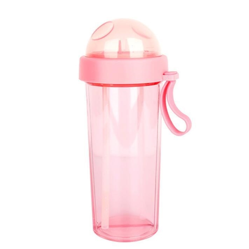 Double-tube Two Drink Water Bottle Portable Outdoor Travel Creative Dual-use Drinking Cup Leak Proof Couple Christmas Gift Cup LJ200821