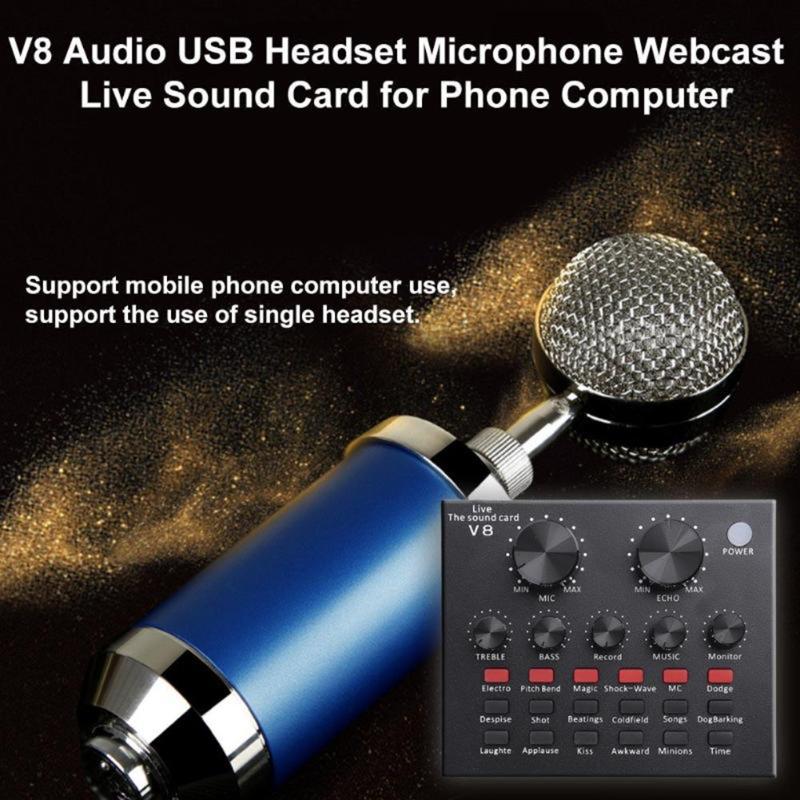 V8 External Sound Card Mobile Phone Microphone Live USB for Mobile Computer Audio Interface Sound Card with Bluetooth
V8 External Sound Card Mobile Phone Microphone Live USB for Mobile Computer Audio Interface Sound Card with Bluetooth