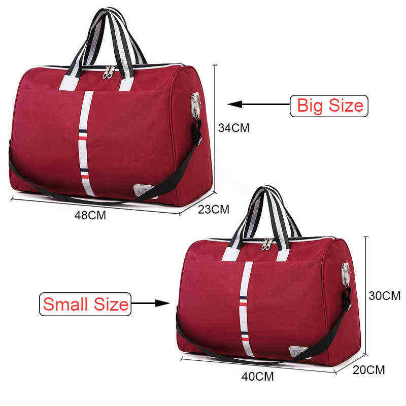 Bag Large Capacity Women Travel Waterproof Stripe Weekend Overnight Duffle s Female Hand Luggage Big Packing Cubes 202211