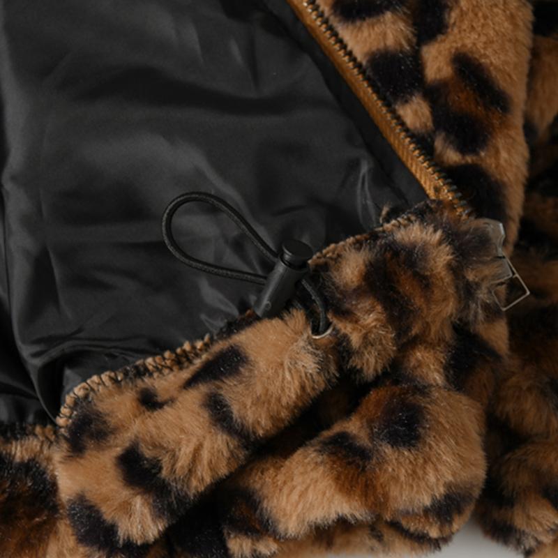 Hip Hop Lambswool Sherpa Jacket Mens Streetwear Leopard Pattern Stand Cardigan Coats Winter Harajuku Loose Couple Outwear